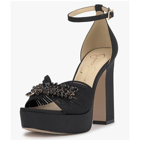 New Jessica Simpson Anissia Ankle Strap Platform Pump Black Formal 9M - Picture 2 of 13